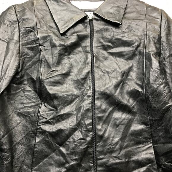 Vintage Pelle Studio Wilsons Lined Collared Jacket Womens Large L Zip Black - Picture 9 of 11